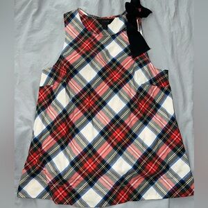 J. Crew Holiday Christmas Tartan Plaid Ribbon Bow Tank Top Shirt Blouse 2